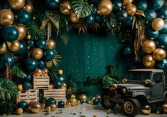 Safari Jungle Animals Backdrop – Green Tropical Theme
