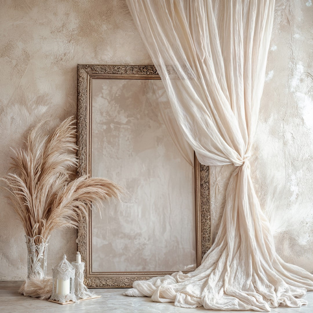 Chic & Cozy: Boho Beige Frame Backdrop