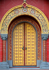 Red & Yellow Door Backdrop For Maternity & Model Shoot