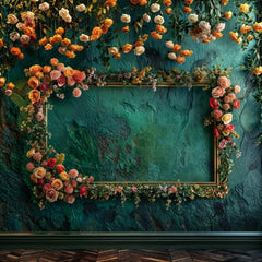 Classic Blue Wall Floral Photography Backdrop