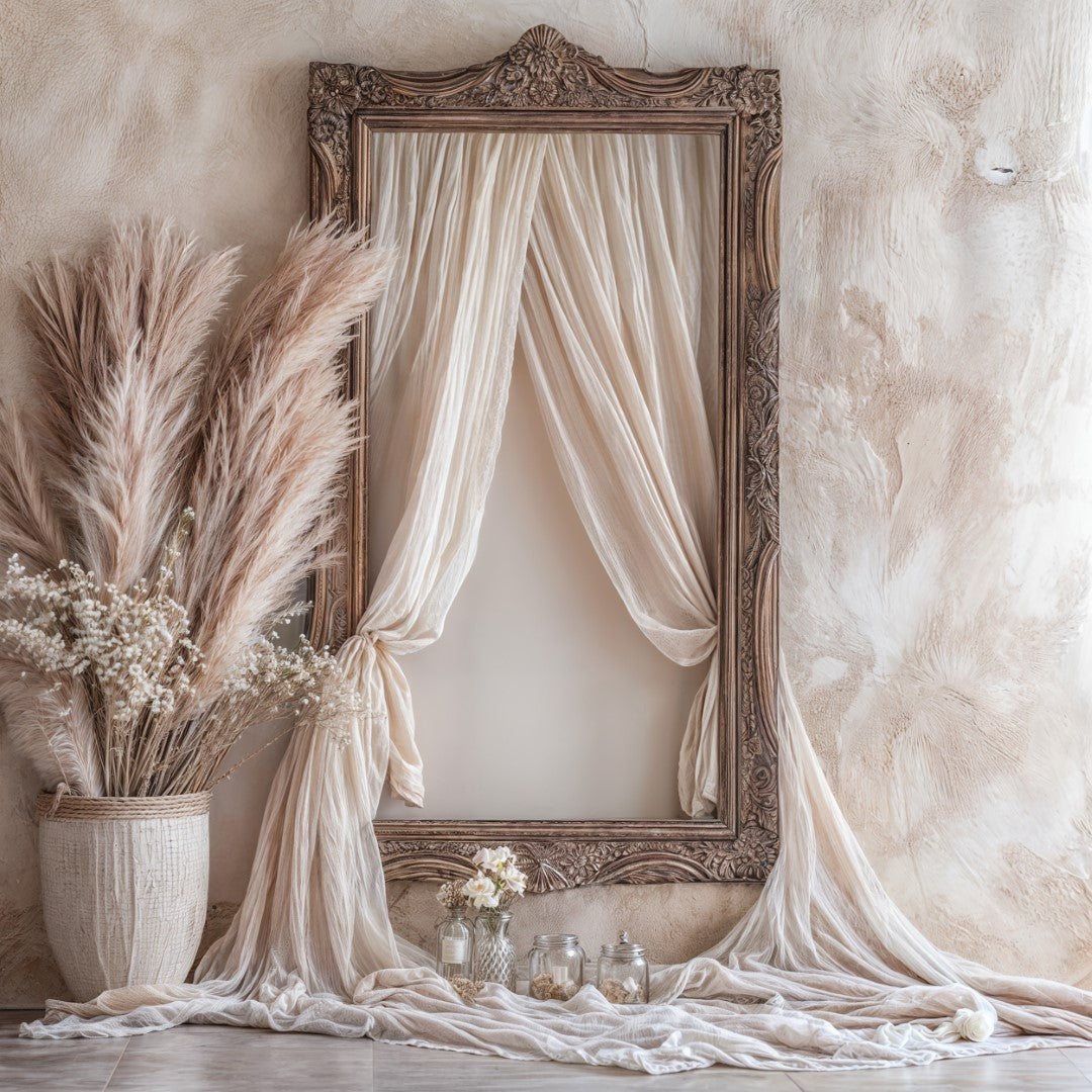 Neutral Vibes: Boho Beige Frame Backdrop