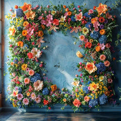 Colorful Floral Print Wall for Maternity Shoots
