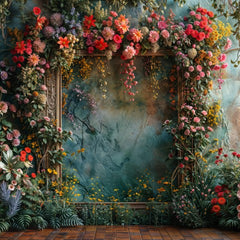 Minimal Blue Floral Studio Backdrop for Models