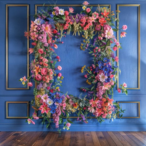 Blue Studio Flower Backdrop for Portraits