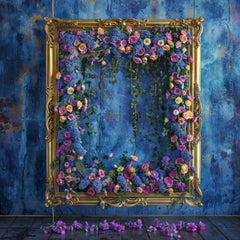 Simple Blue Color Flower Wall for Photoshoots