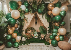 Boho Jungle Safari Backdrop – Neutral Tones Baby Shower or Cake Smash