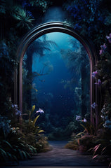 Beautiful Blue Dark Shade Floral Backdrop