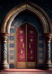 Gold & Blue Door Backdrop For Maternity & Model Shoot