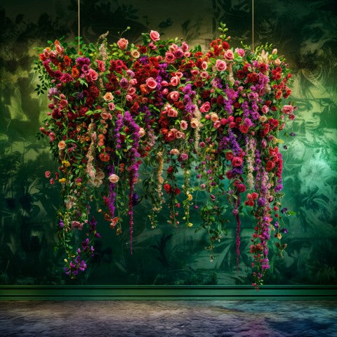 Elegant Green Petal Backdrops for Glam Model Photography