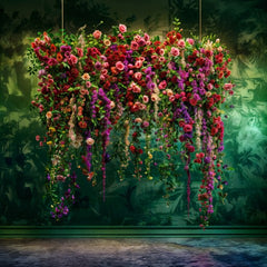 Elegant Green Petal Backdrops for Glam Model Photography