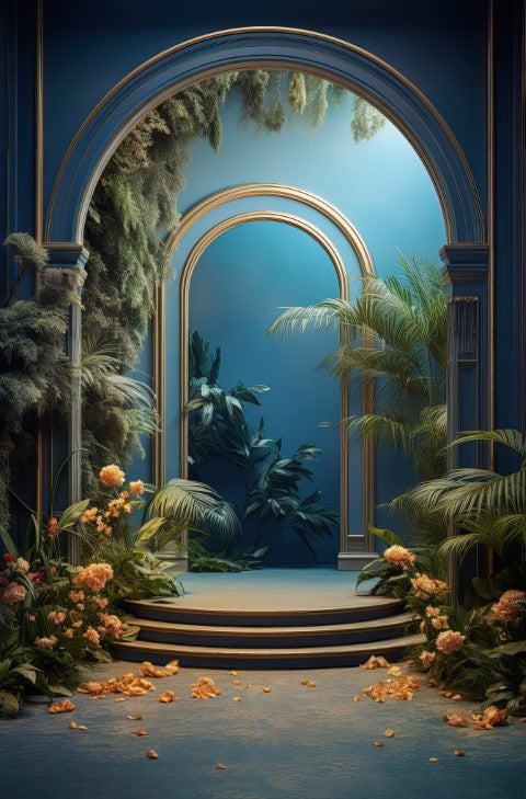 Beautiful Light Blue Floral Arch Backdrop