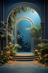 Beautiful Light Blue Floral Arch Backdrop
