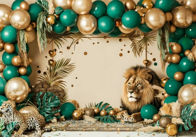 Roar! Jungle Party Backdrop with Balloon Decoration