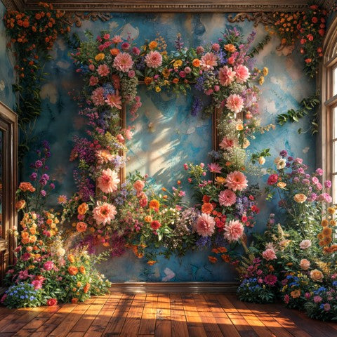 Modern Blue Floral Backdrops for Bold Photo Shoots