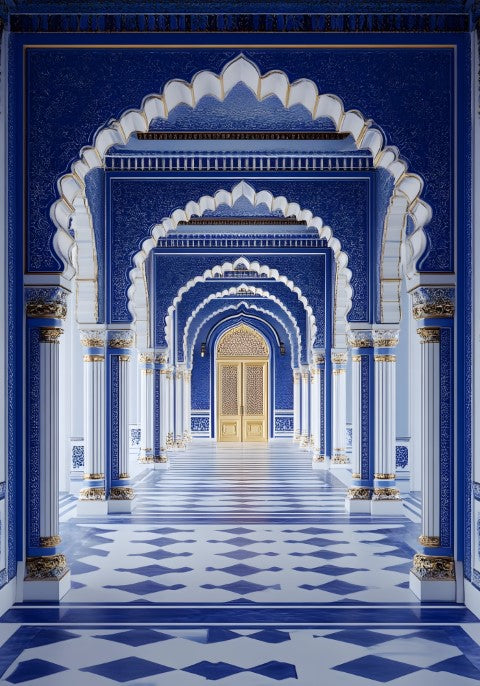 Elegant Blue Door Backdrop For Maternity & Model Shoot