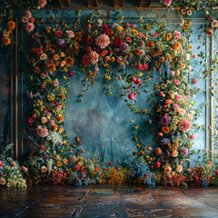 Stylish Blue Floral Backgrounds for Model Photography