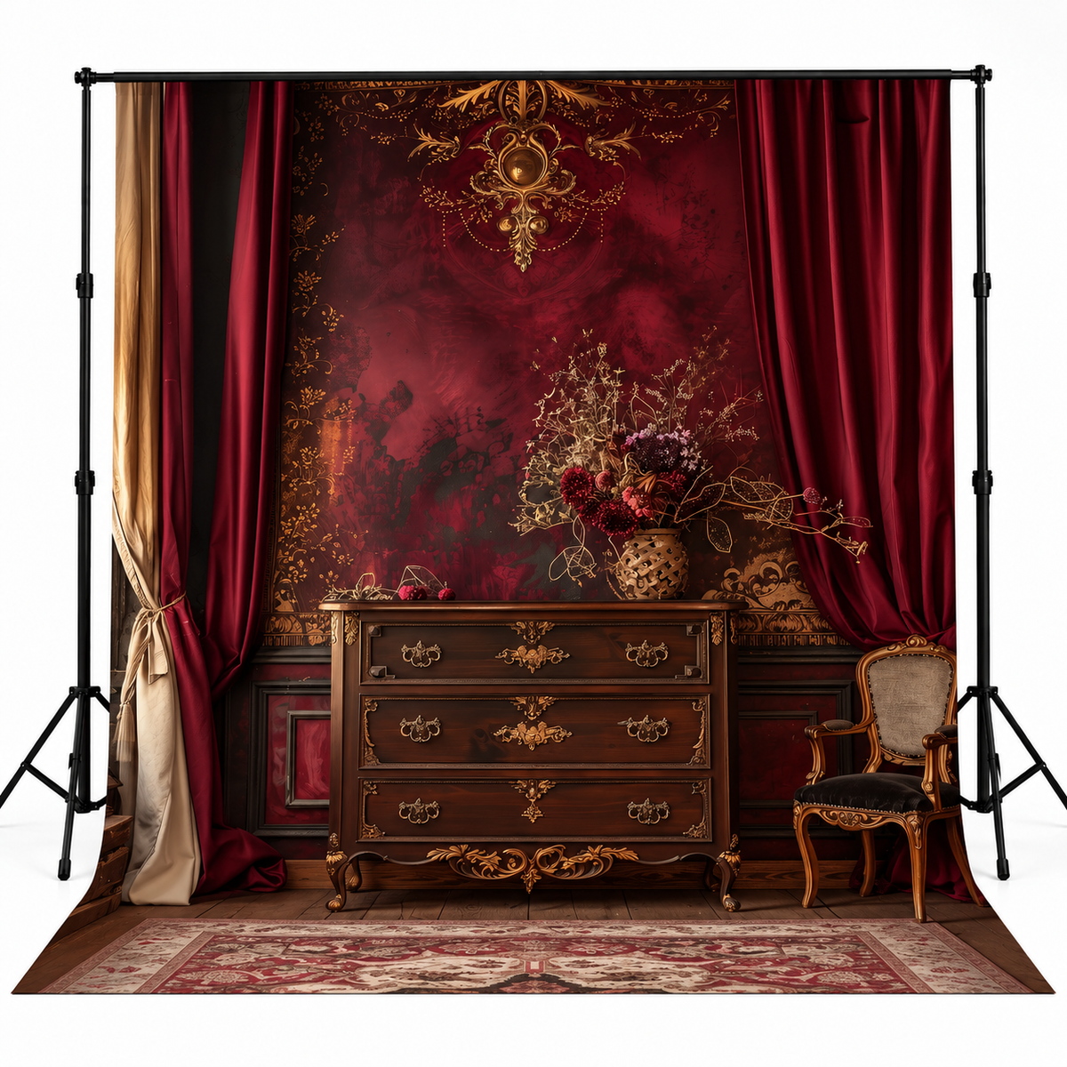 Luxury Burgundy Baroque Royal Interior