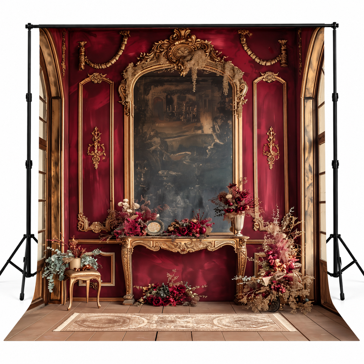 Luxury Burgundy Baroque Palace Interior