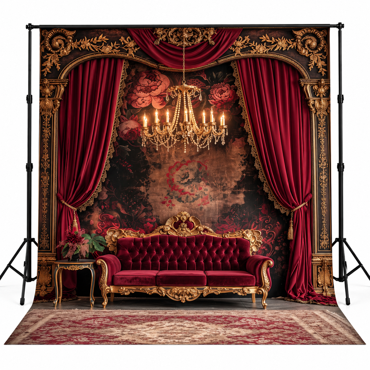 Luxury Burgundy Velvet Royal Baroque Interior