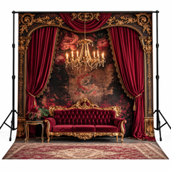 Luxury Burgundy Velvet Royal Baroque Interior