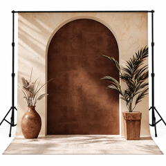 Minimalist Terracotta Arch Boho Studio Interior