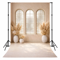 Minimal Beige Boho Salon Photography Backdrop