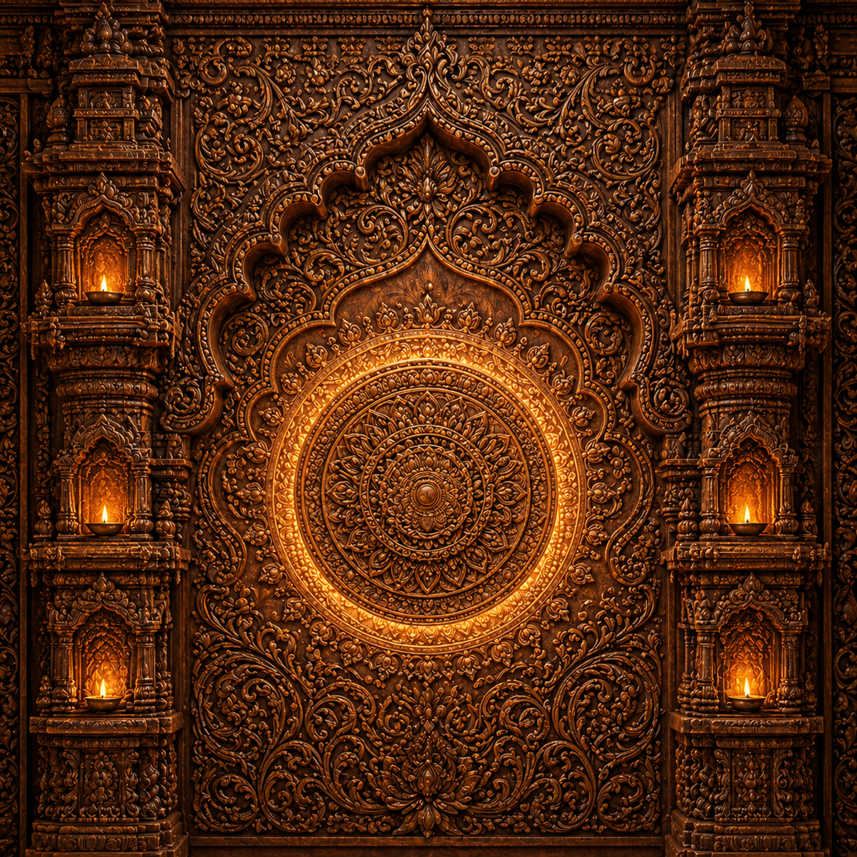 Royal Golden Mandala Ganesh Chaturthi Backdrop