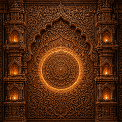 Royal Golden Mandala Ganesh Chaturthi Backdrop