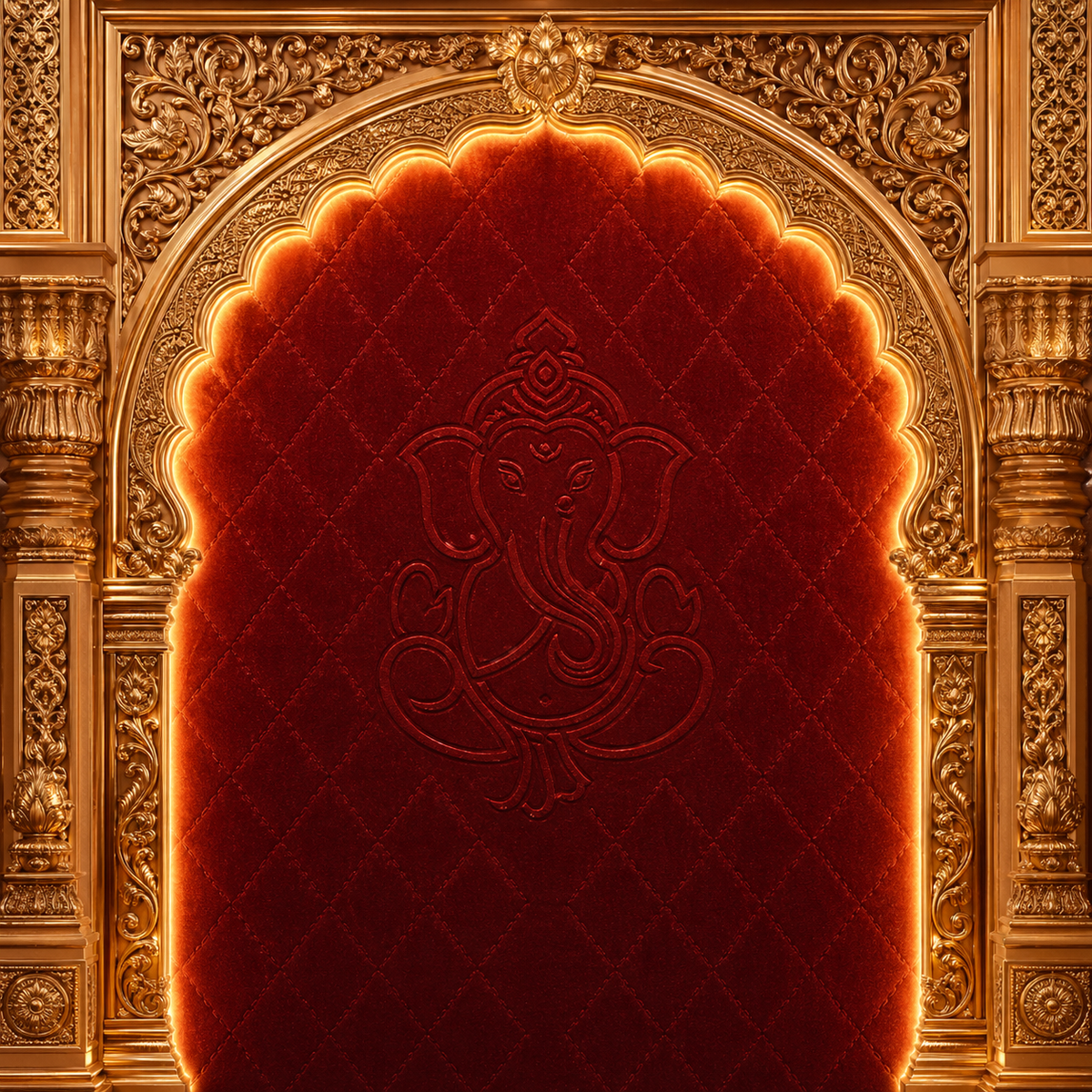 Royal Golden Ganesh Chaturthi Decoration Backdrop