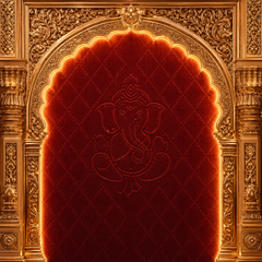 Royal Golden Ganesh Chaturthi Decoration Backdrop