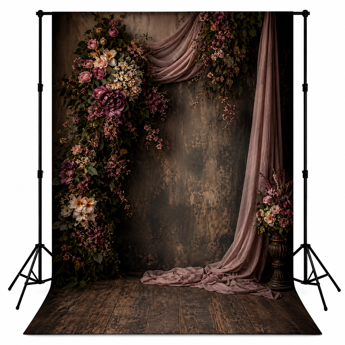 Vintage Rustic Flower Wall Photography Background
