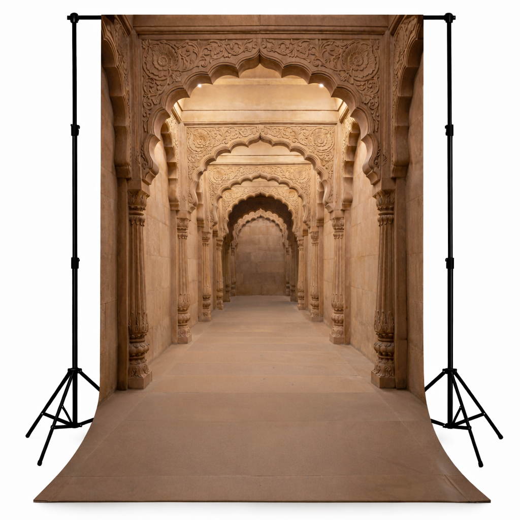 Traditional Palace Arch Hall Interior Backdrop