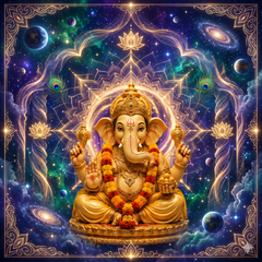 Cosmic Spiritual Ganpati Decoration Backdrop