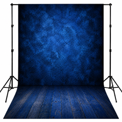 Midnight Blue Textured Photography Backdrop with Wooden Floor