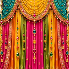 Bright Multicolor Haldi Function Backdrop