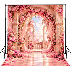 Luxury Pink Floral Palace Arch Photography Backdrop