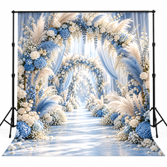 Luxury Blue & White Floral Arch Photography Backdrop