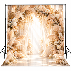 Luxury Ivory Pampas Floral Arch Photography Backdrop