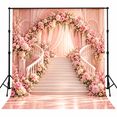 Luxury Blush Pink Floral Staircase Photography Backdrop