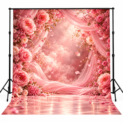Luxury Blush Pink Floral Drapery Photography Backdrop
