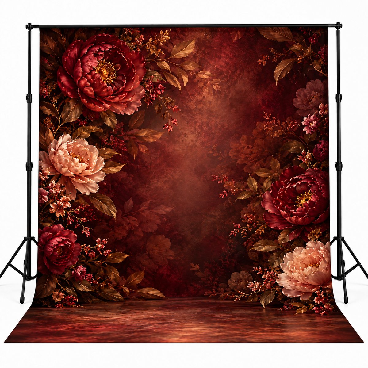 Luxury Burgundy Floral Photography Backdrop