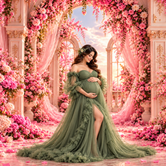 Luxury Pink Floral Palace Arch Photography Backdrop