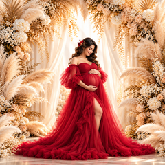 Luxury Ivory Pampas Floral Arch Photography Backdrop