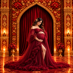 Royal Mughal Red Velvet Arch Photography Backdrop