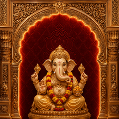 Royal Golden Ganesh Chaturthi Decoration Backdrop
