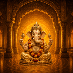 Golden Sacred Energy Ganesh Chaturthi Backdrop