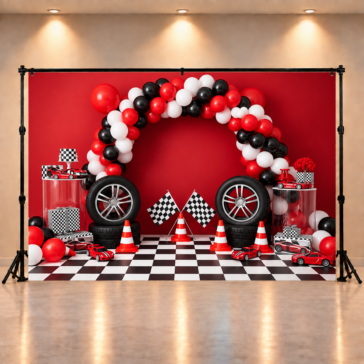Red Hot Racing Track Photography Backdrop