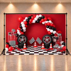 Red Hot Racing Track Photography Backdrop