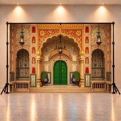 Royal Jaipur Door Backdrop in Brown & Green