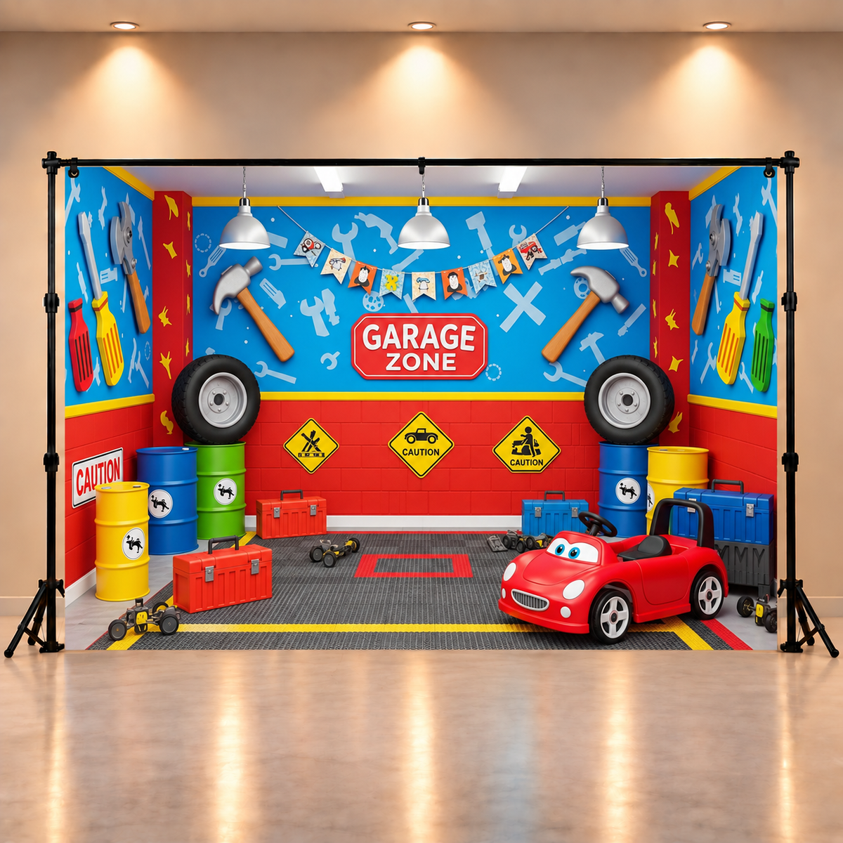 Classic Auto Garage Backdrop for Photoshoots